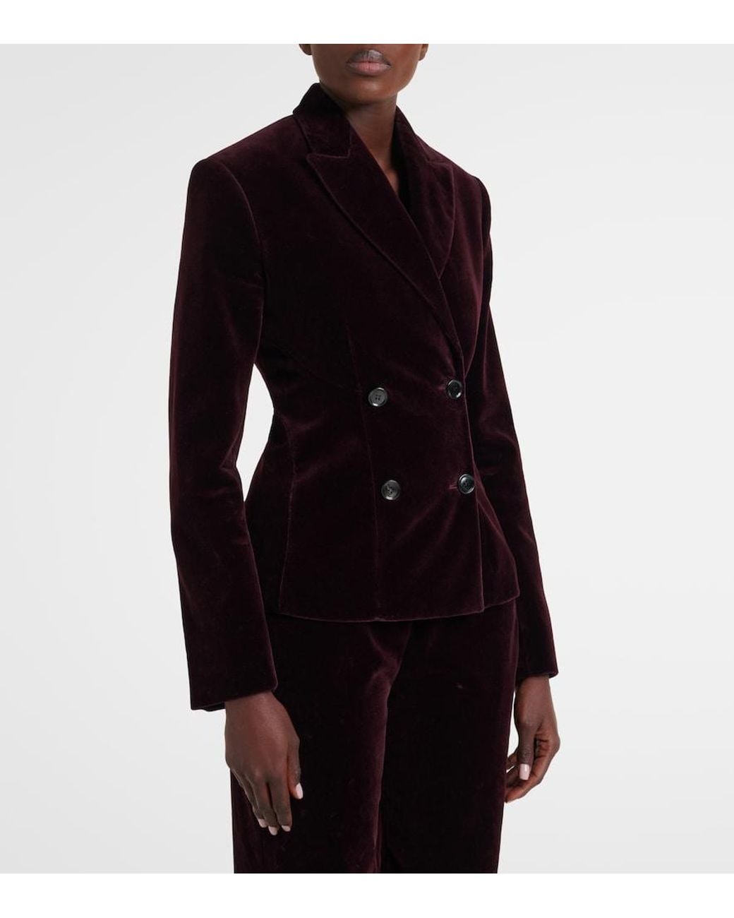Alaïa Blue Double-Breasted Cotton Velvet Jacket