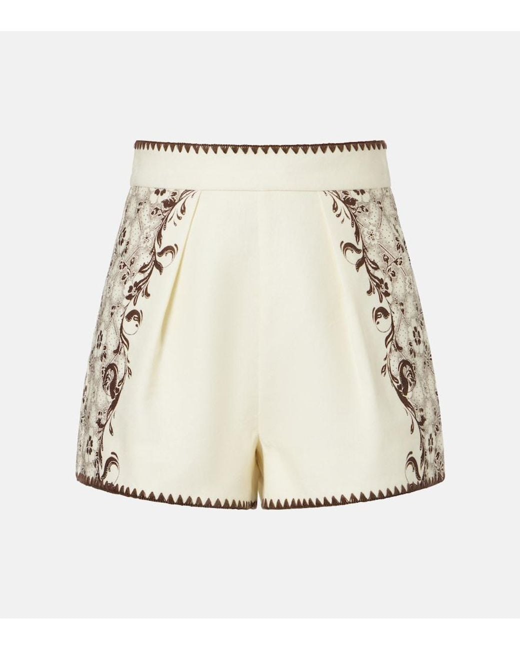 ALÉMAIS Natural Printed Linen And Cotton Shorts