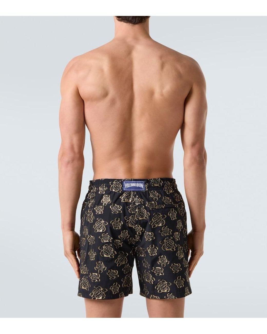 Vilebrequin Black Jacquard Embroidered Swim Trunks for men