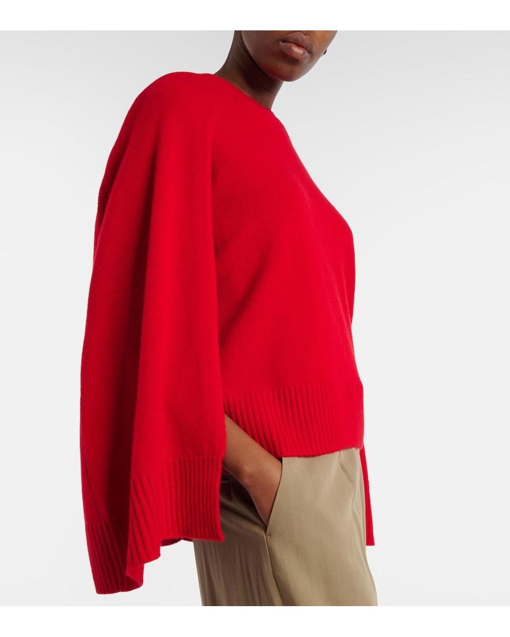 Totême Red Cashmere Poncho