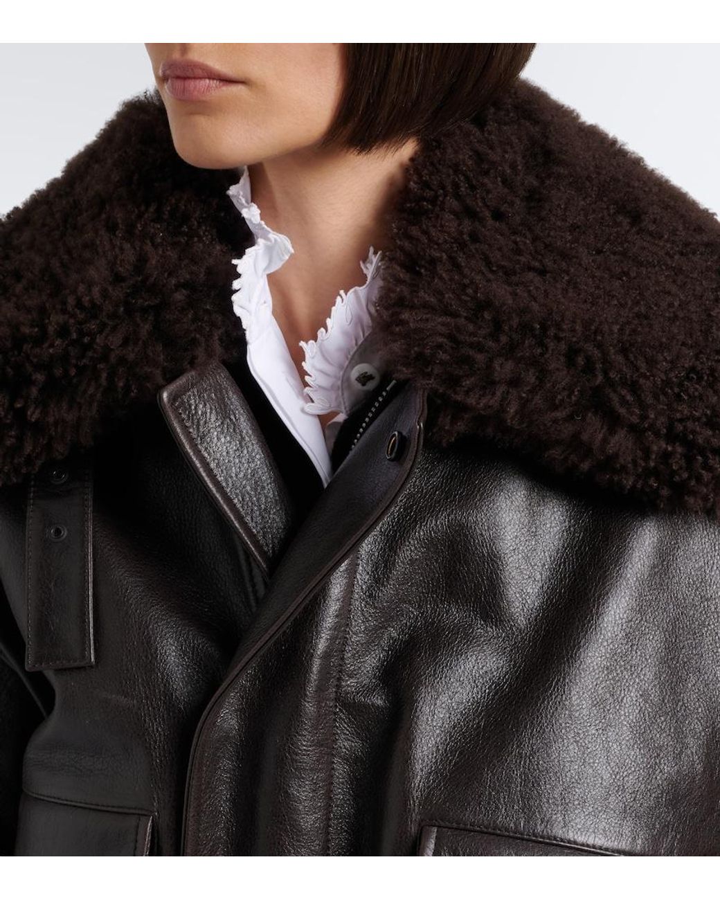 Lemaire Black Shearling-Trimmed Leather Blouson Jacket