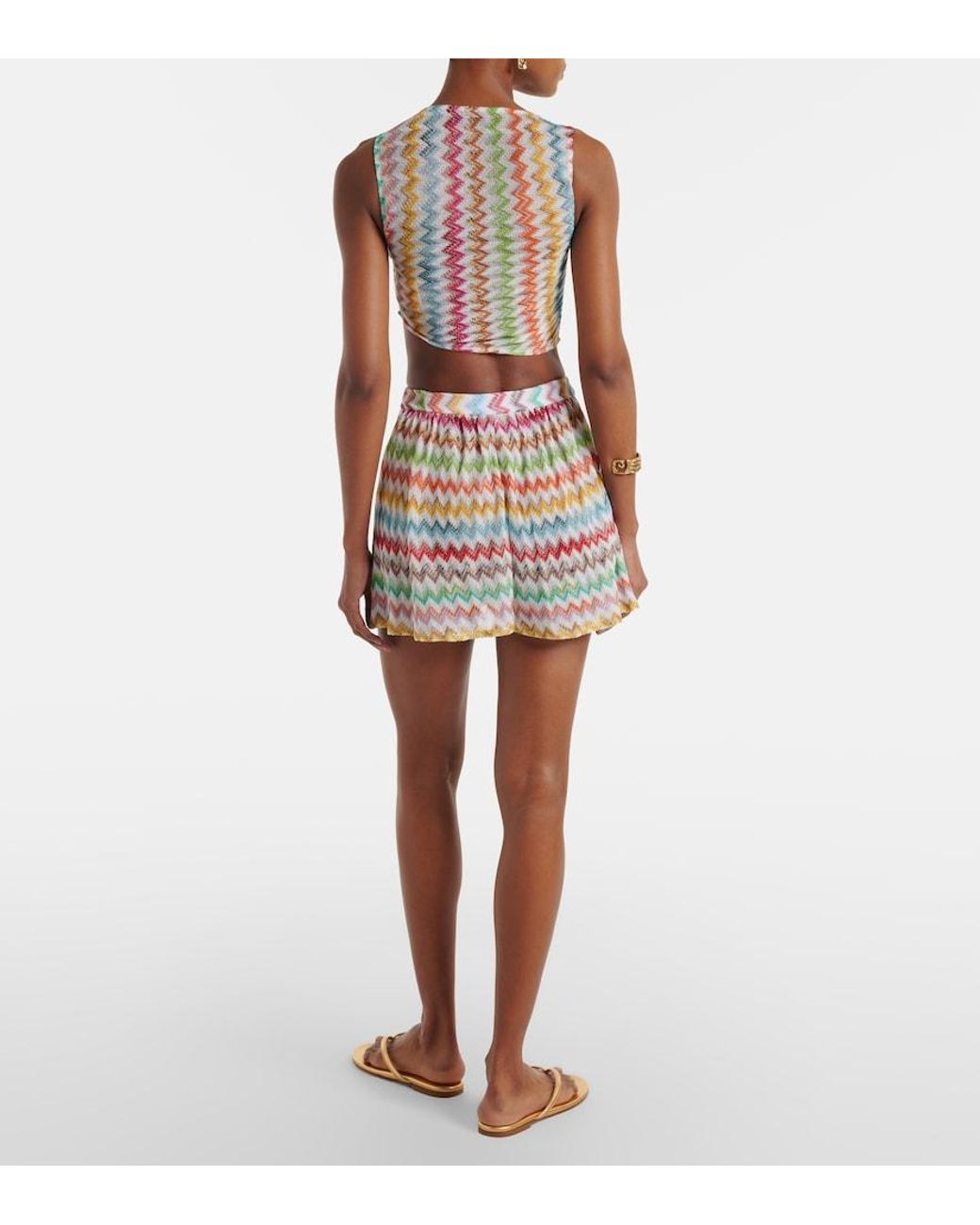 Missoni White Zigzag Lame Shorts