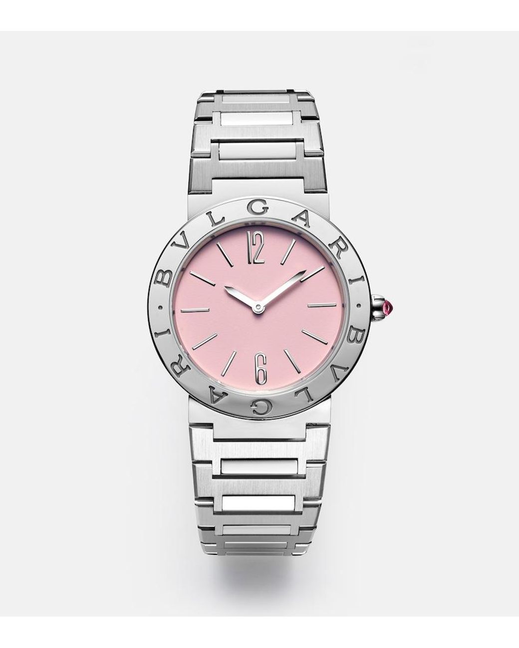 BVLGARI Multicolor 33Mm Stainless Steel Watch With Rubellite