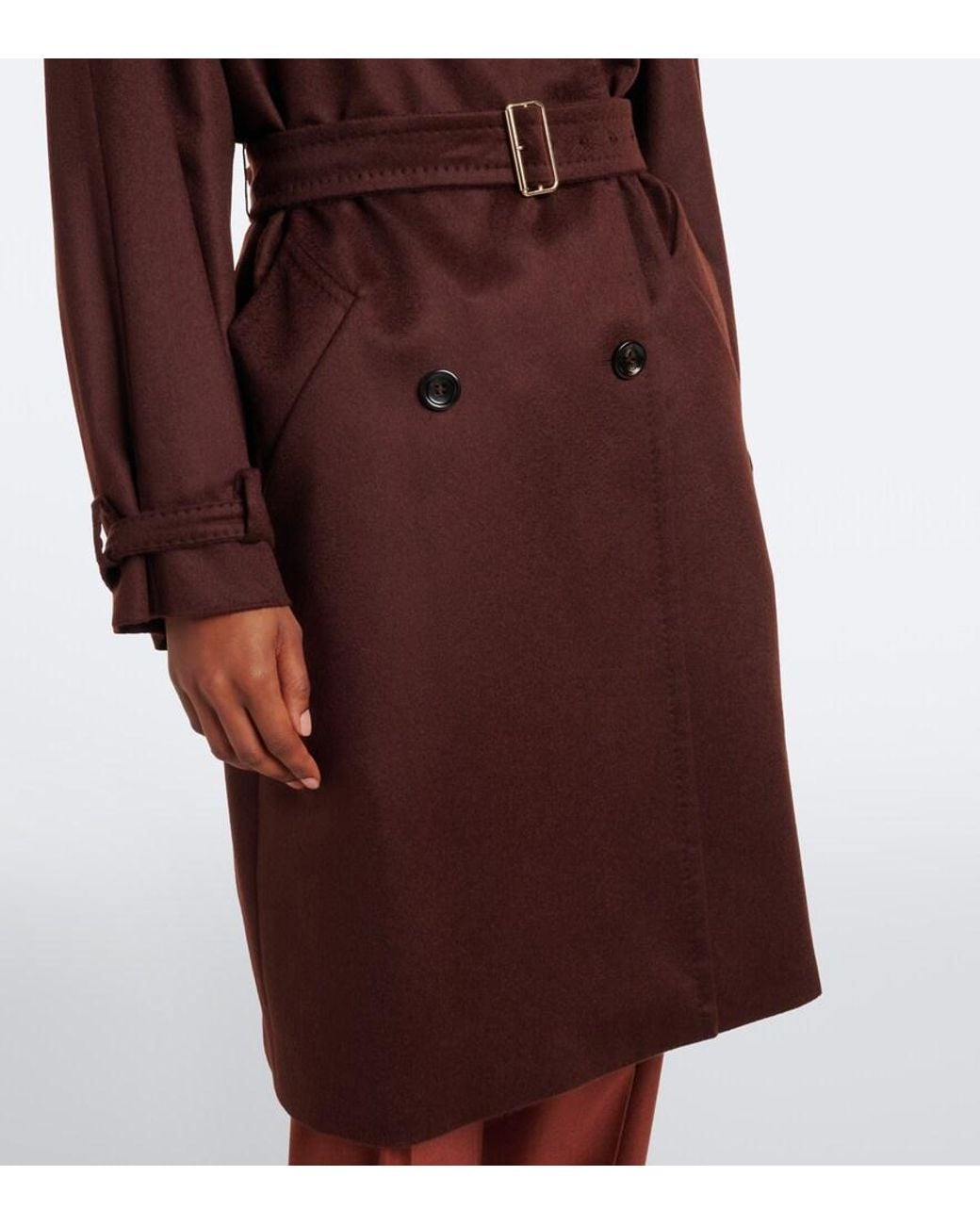 Max Mara Red Double-Breasted Cashmere Trench Coat
