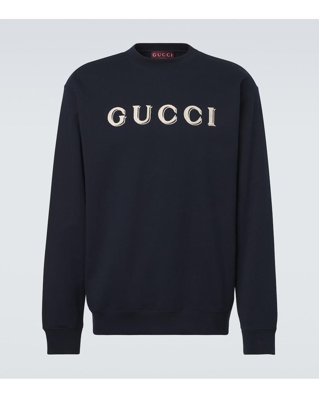 Gucci Blue Logo Cotton Jersey Sweatshirt for men
