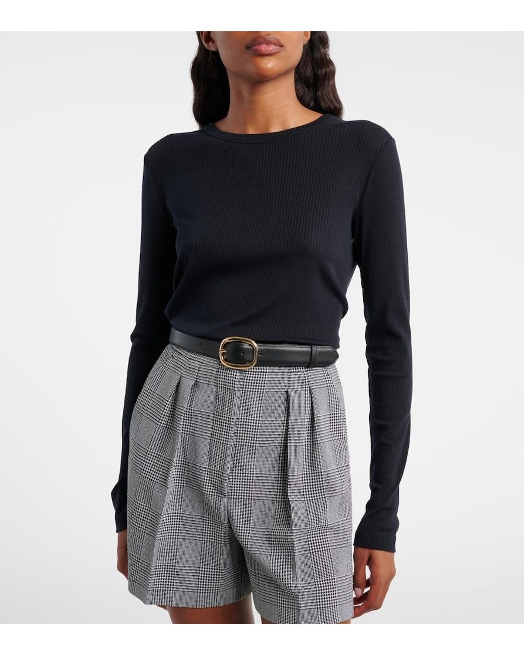Max Mara Blue Ribbed-Knit T-Shirt