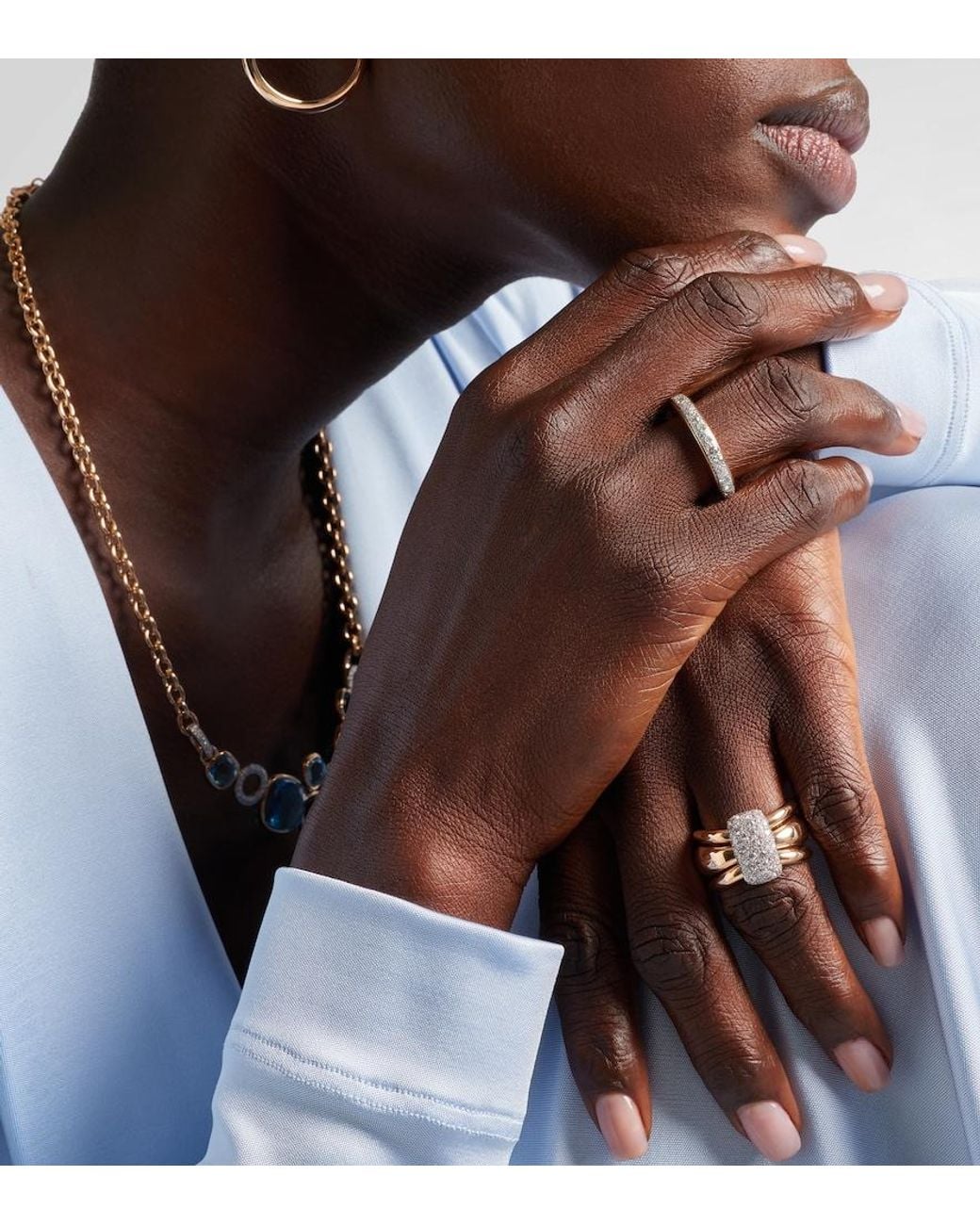 Pomellato White Iconica 18kt Gold Ring With Diamonds