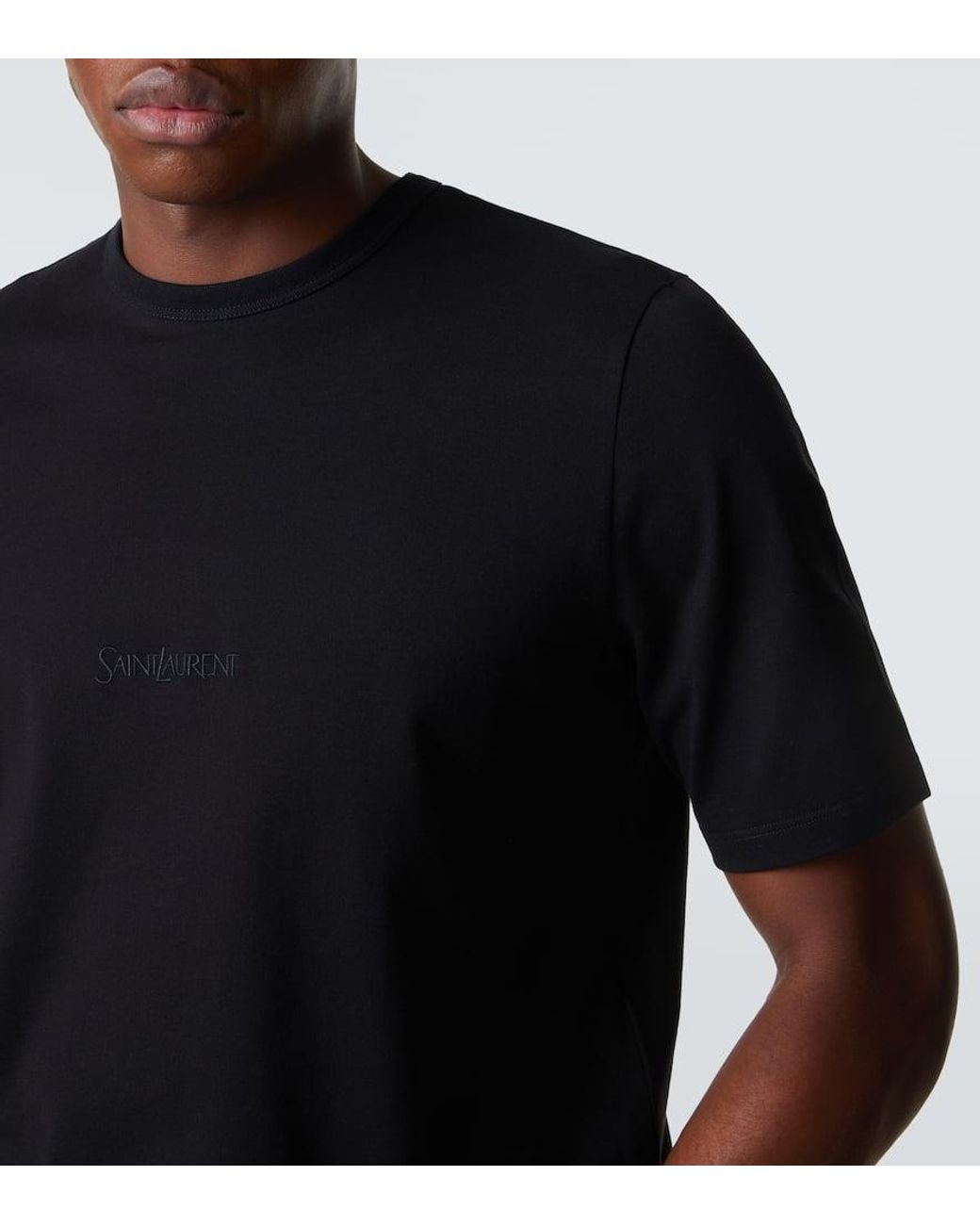 Saint Laurent Black Logo Cotton Jersey T-Shirt for men