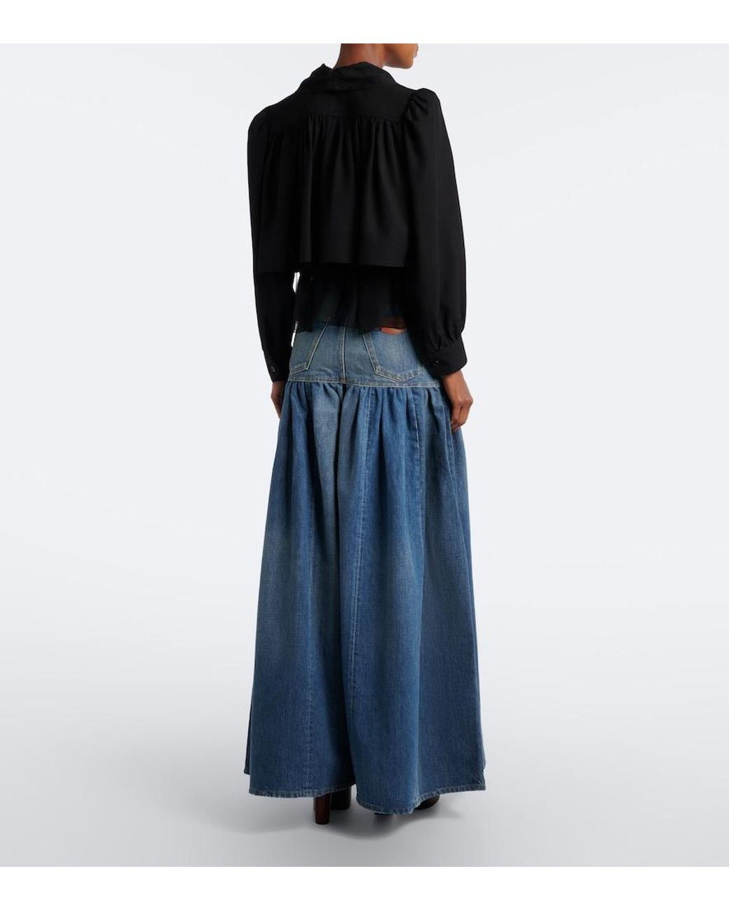 Chloé Blue Pleated Wide-Leg Jeans