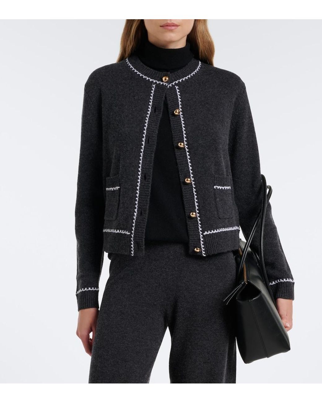Jardin Des Orangers Black Virgin Wool And Cashmere Cardigan
