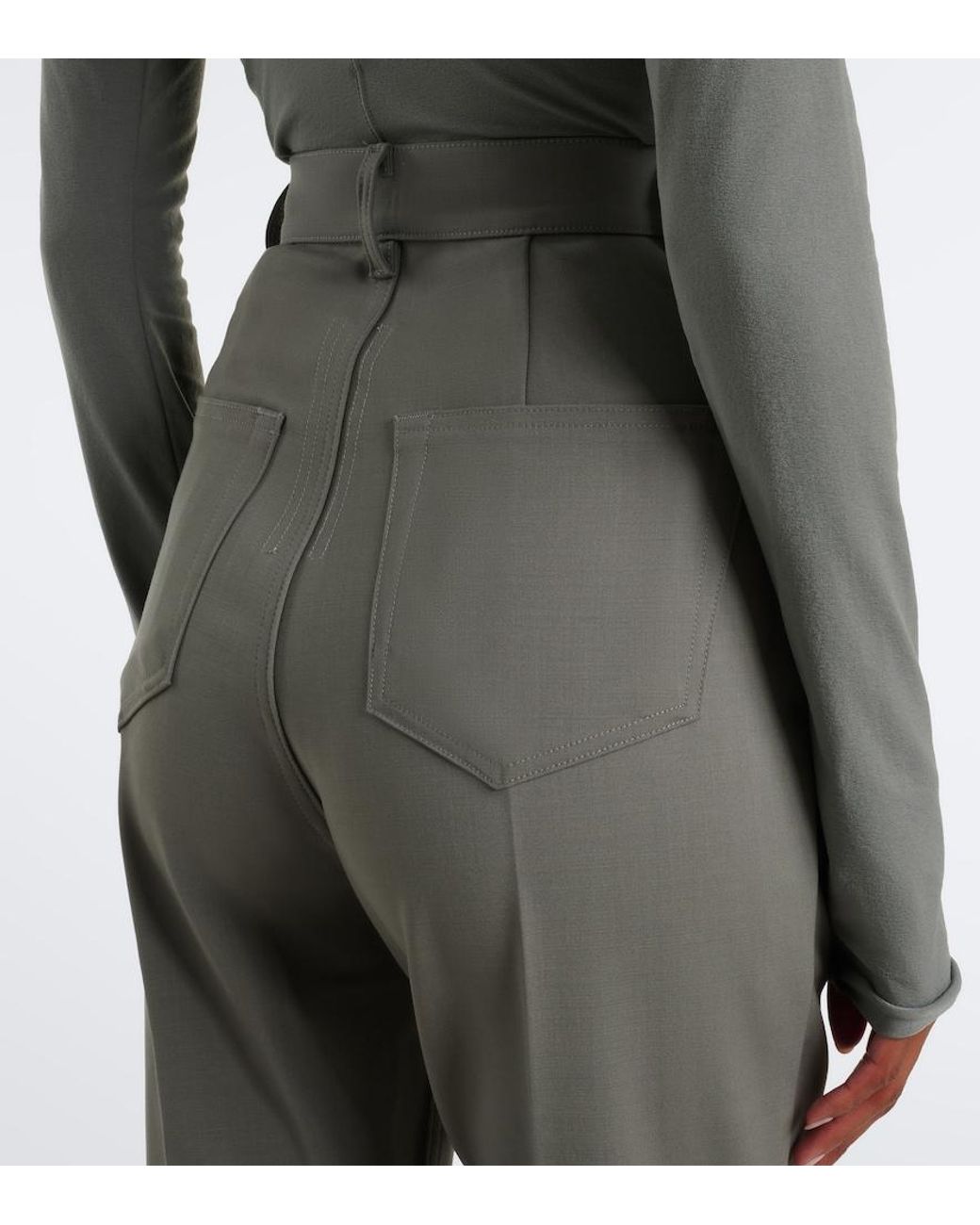 Rick Owens Gray Bolan High-Rise Wool-Blend Flared Pants