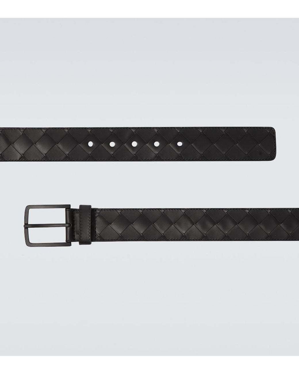 Bottega Veneta Black Intrecciato Leather Belt for men