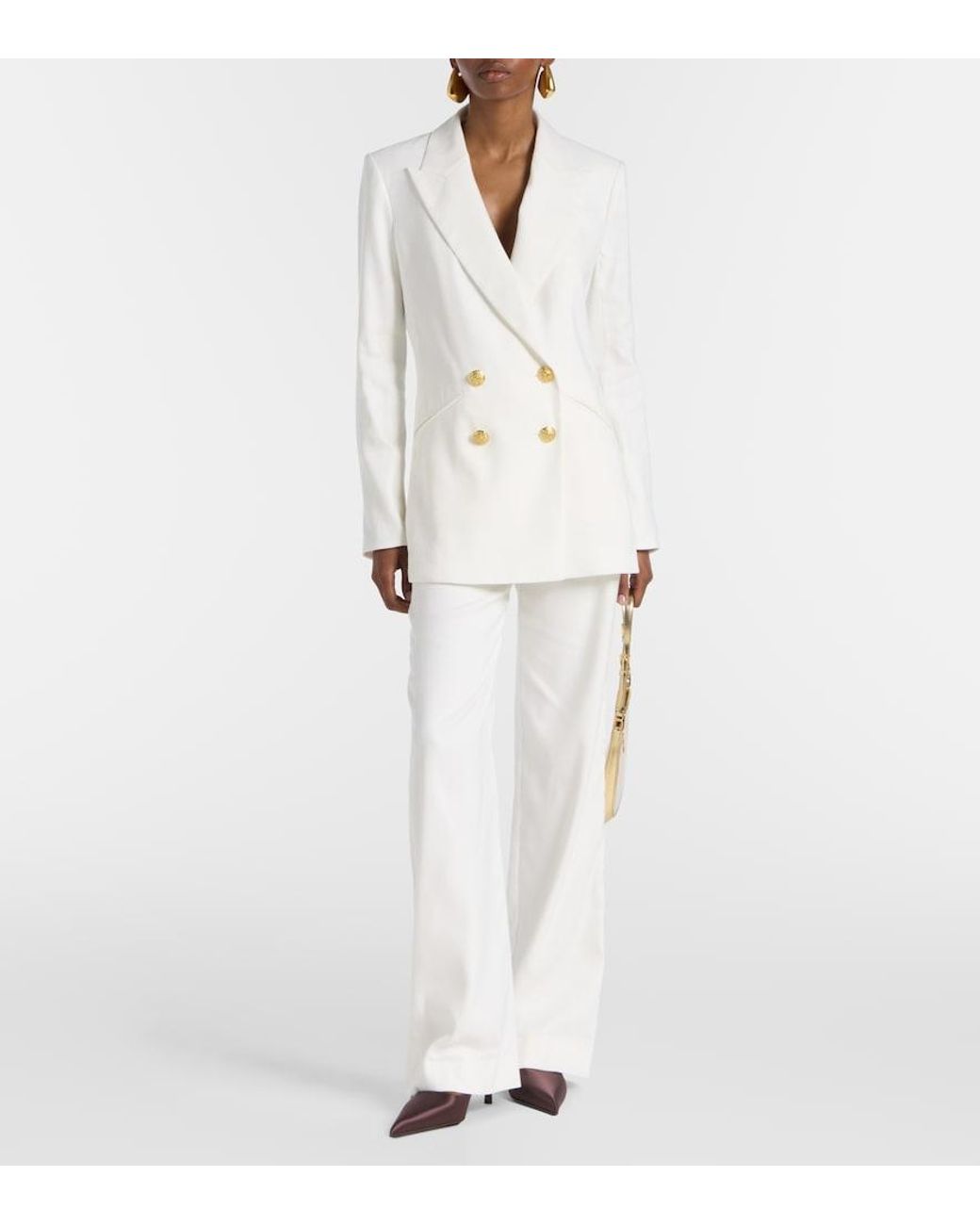 Veronica Beard White Dale Linen-Blend Blazer