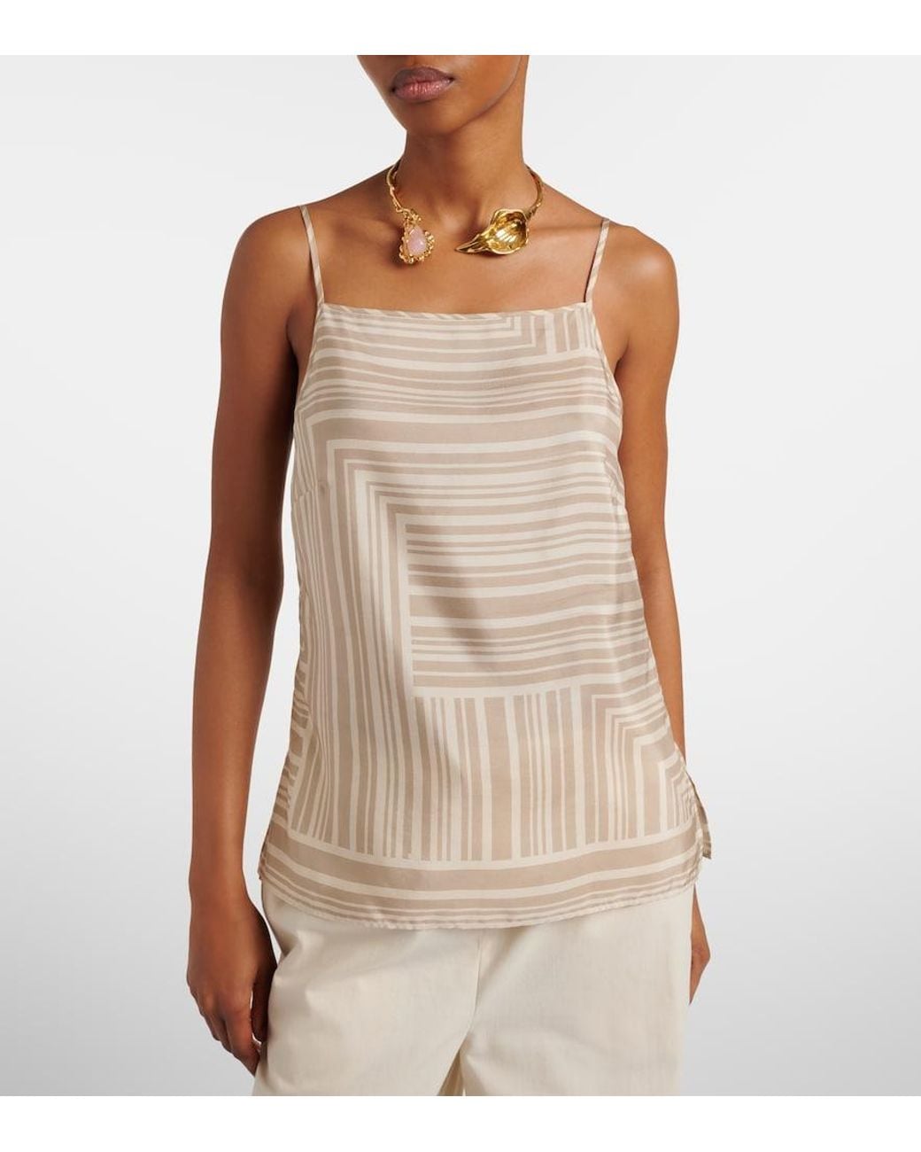 Joseph Natural Stace Printed Silk Top