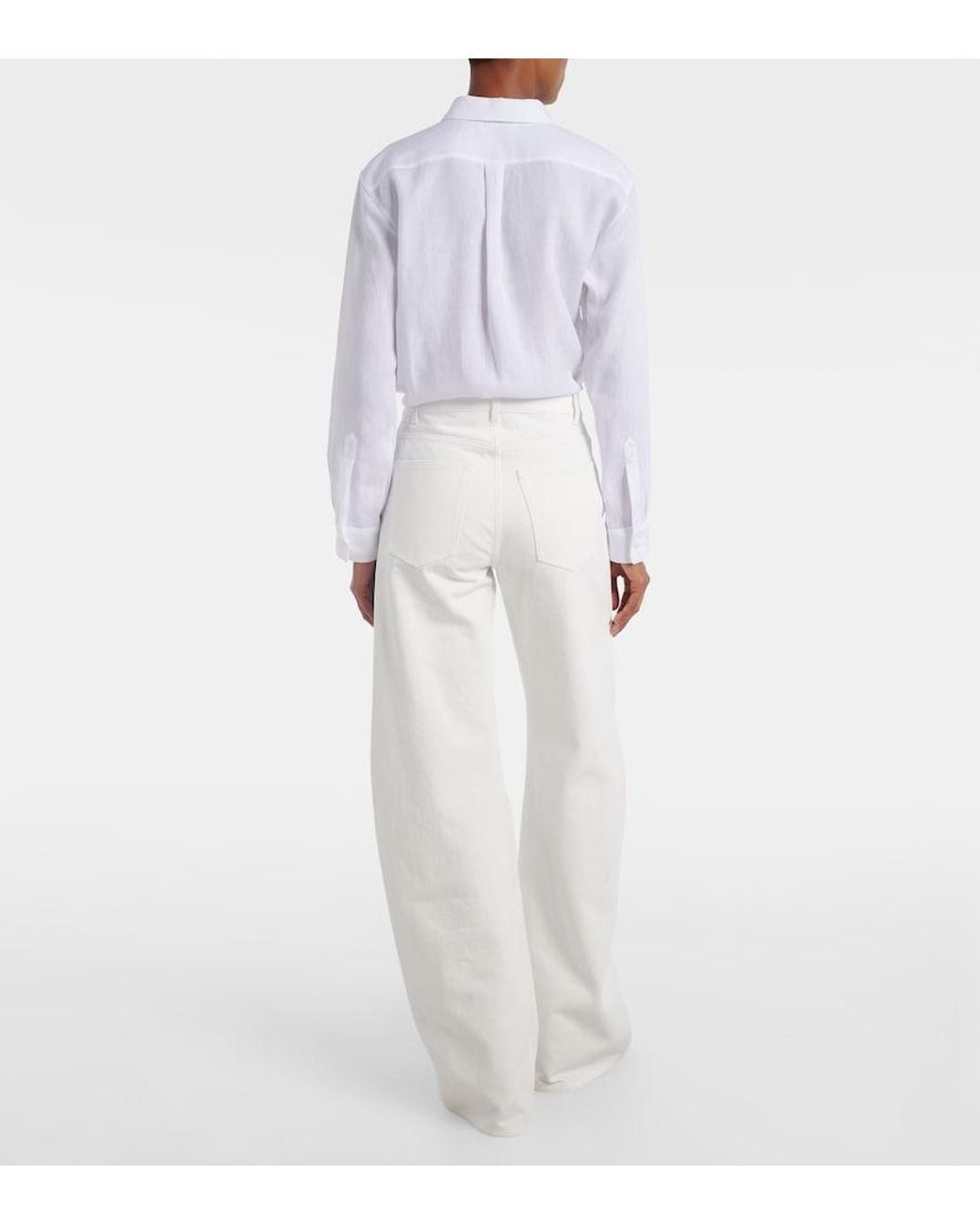 Gabriela Hearst White Amoret Barrel-Leg Jeans