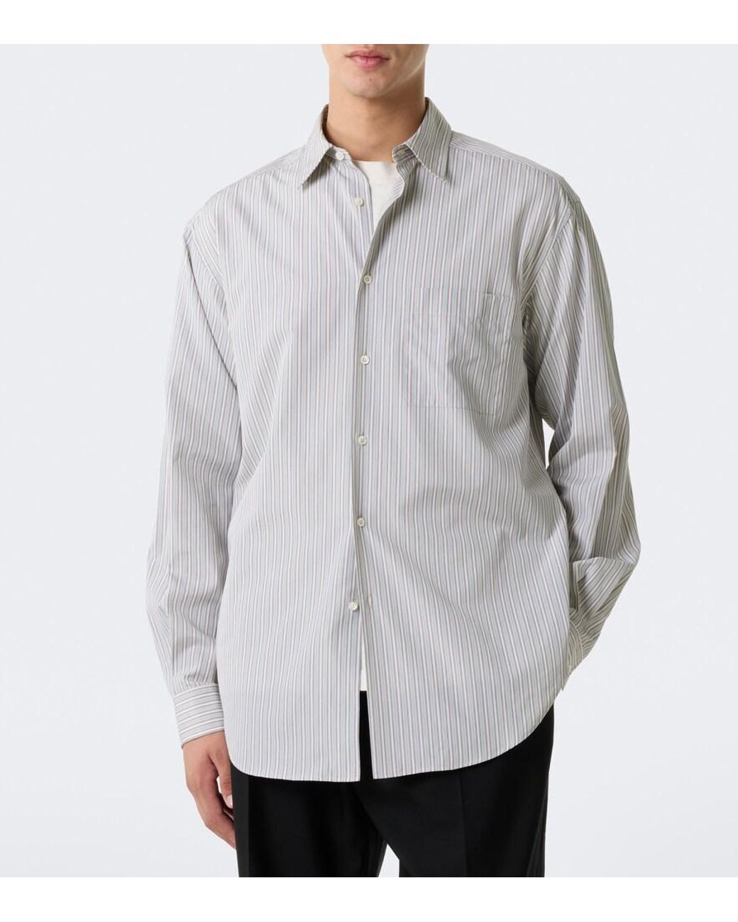 The Row Gray Uday Striped Cotton Poplin Shirt for men