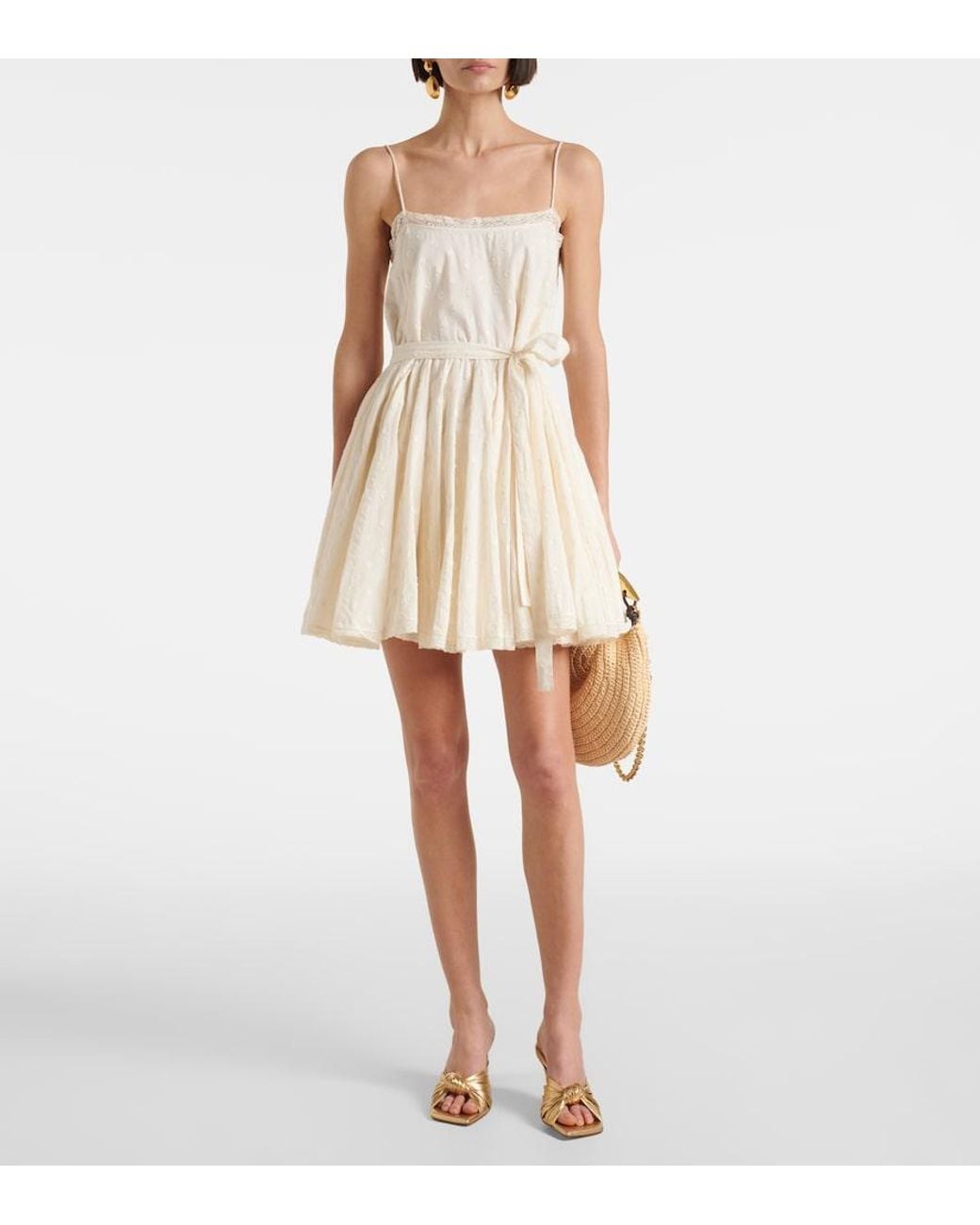 Ulla Johnson Natural Beatriz Cotton Dobby Minidress