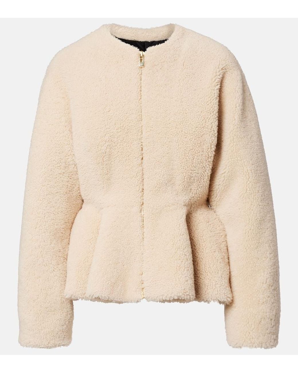 Alaïa Natural Peplum Shearling Jacket