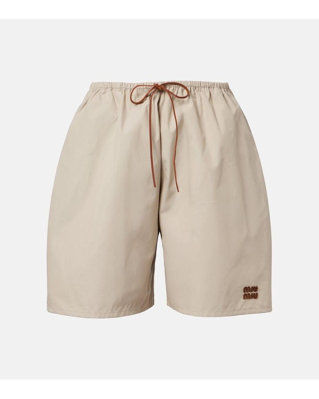 Miu Miu Natural Cotton-Blend Bermuda Shorts
