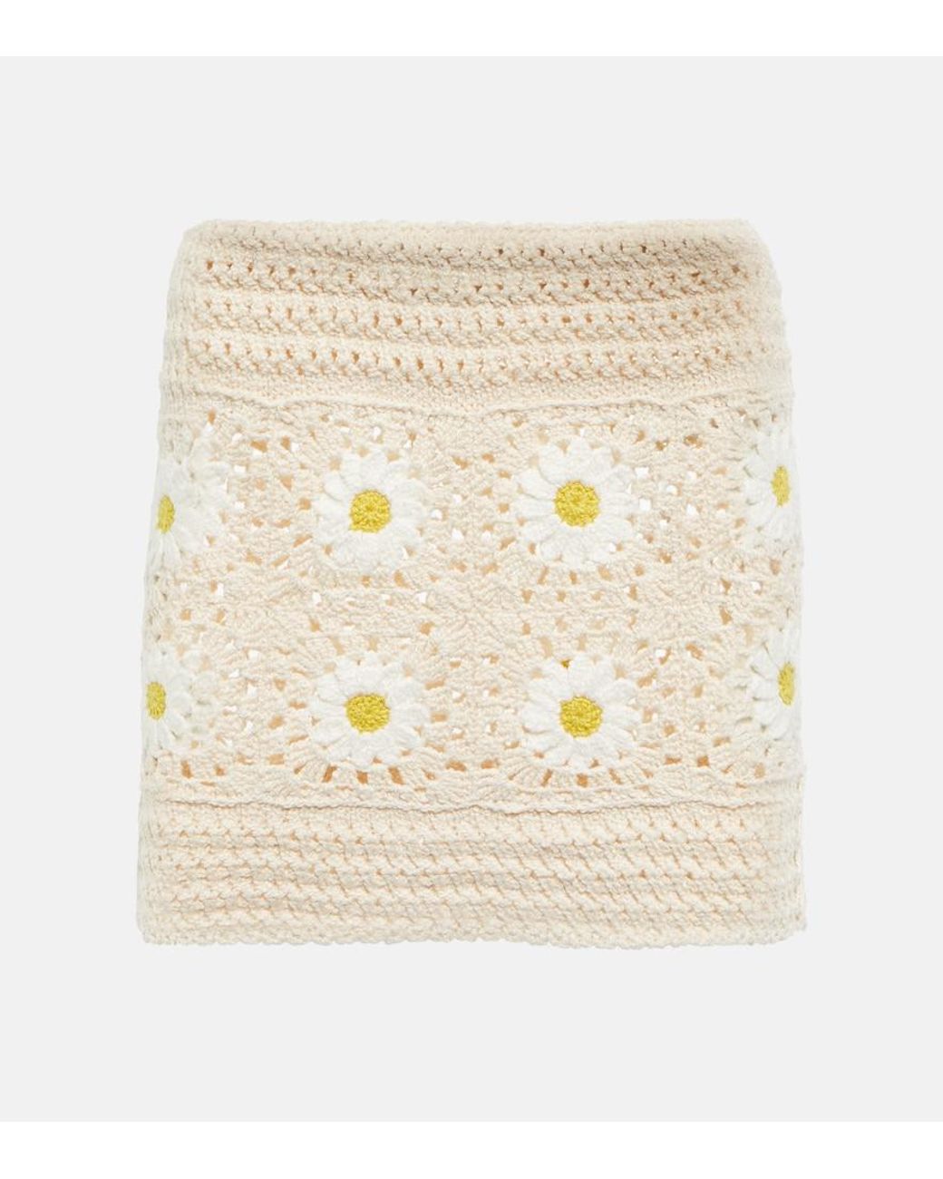 Alanui Natural Daisy Crocheted Miniskirt