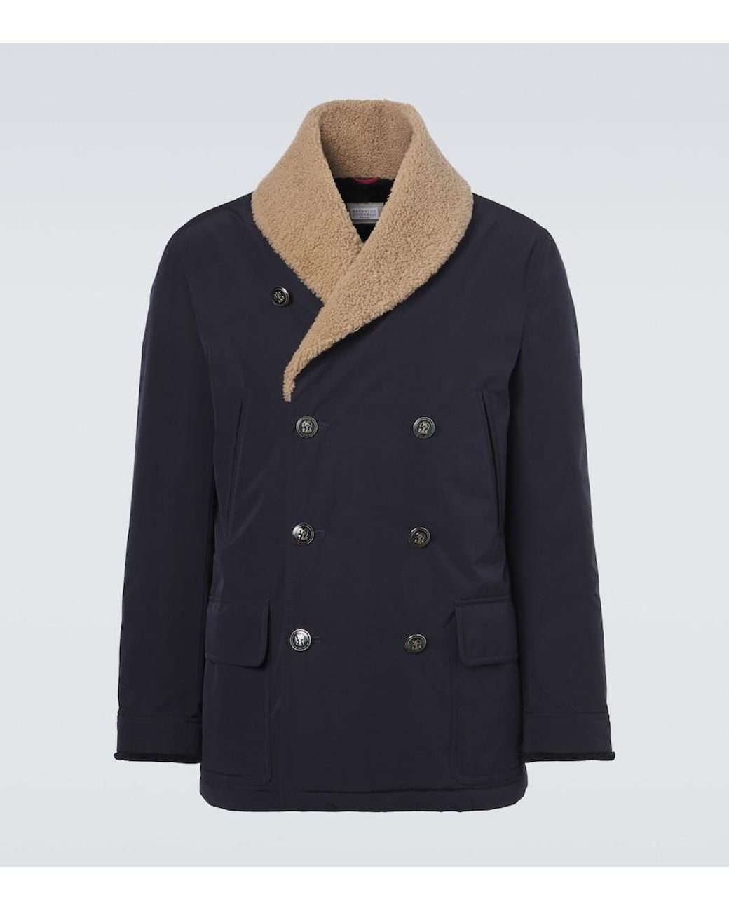 Brunello Cucinelli Blue Double-Breasted Jacket for men