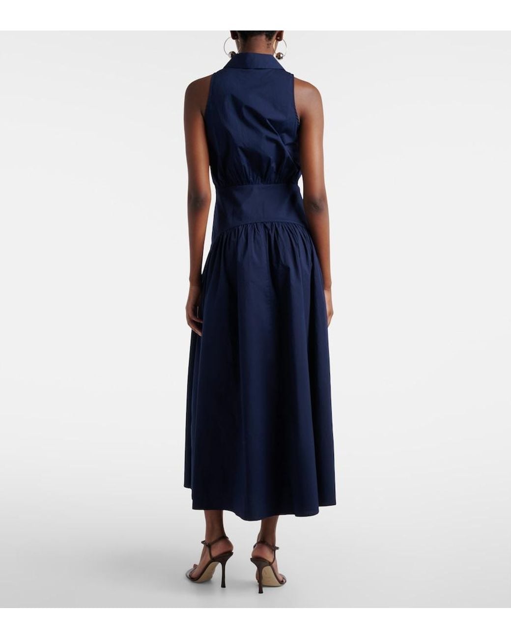 Staud Blue Romy Cotton Midi Dress