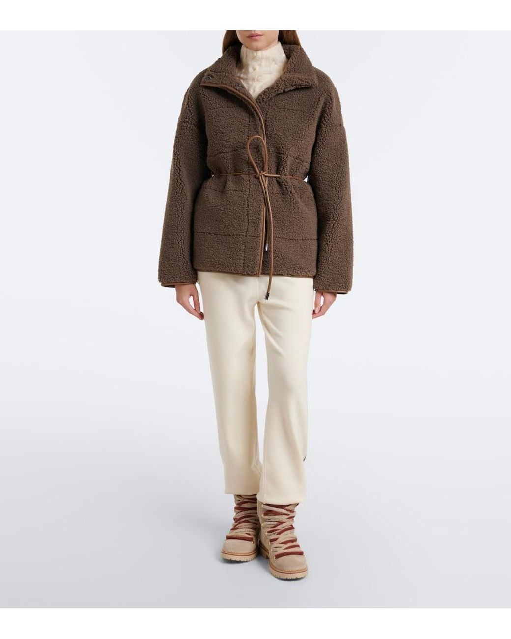 Bogner Brown Kimberly Belted Teddy Jacket