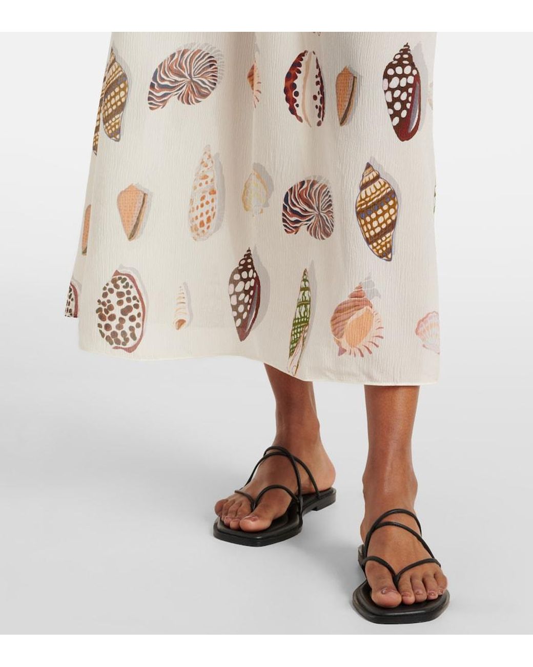 Eres Natural Coffea Printed Silk Midi Dress