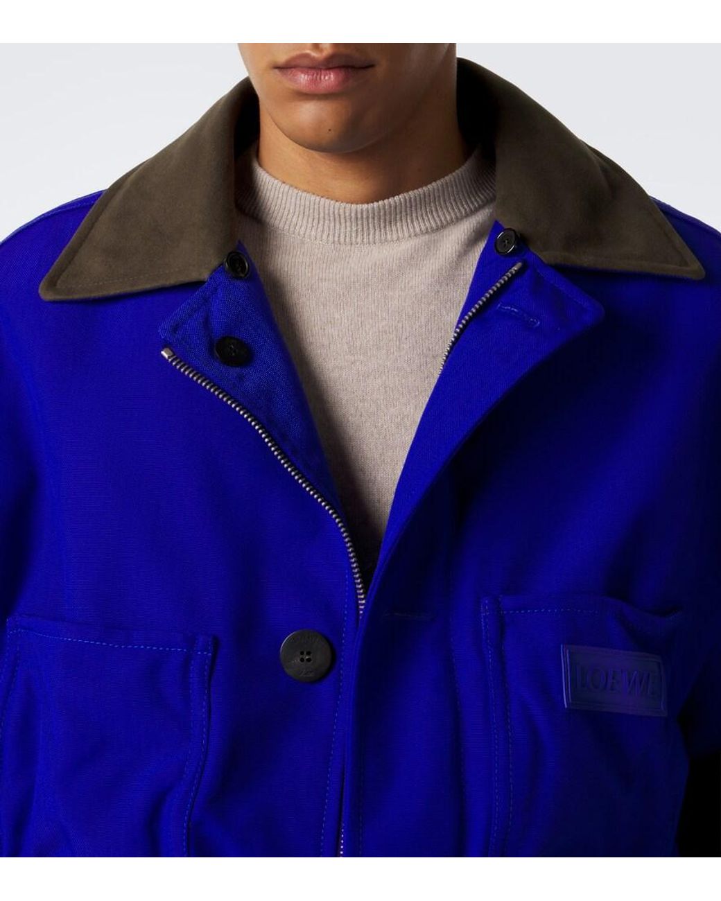 Loewe Purple Layered Leather-Trimmed Jacket for men
