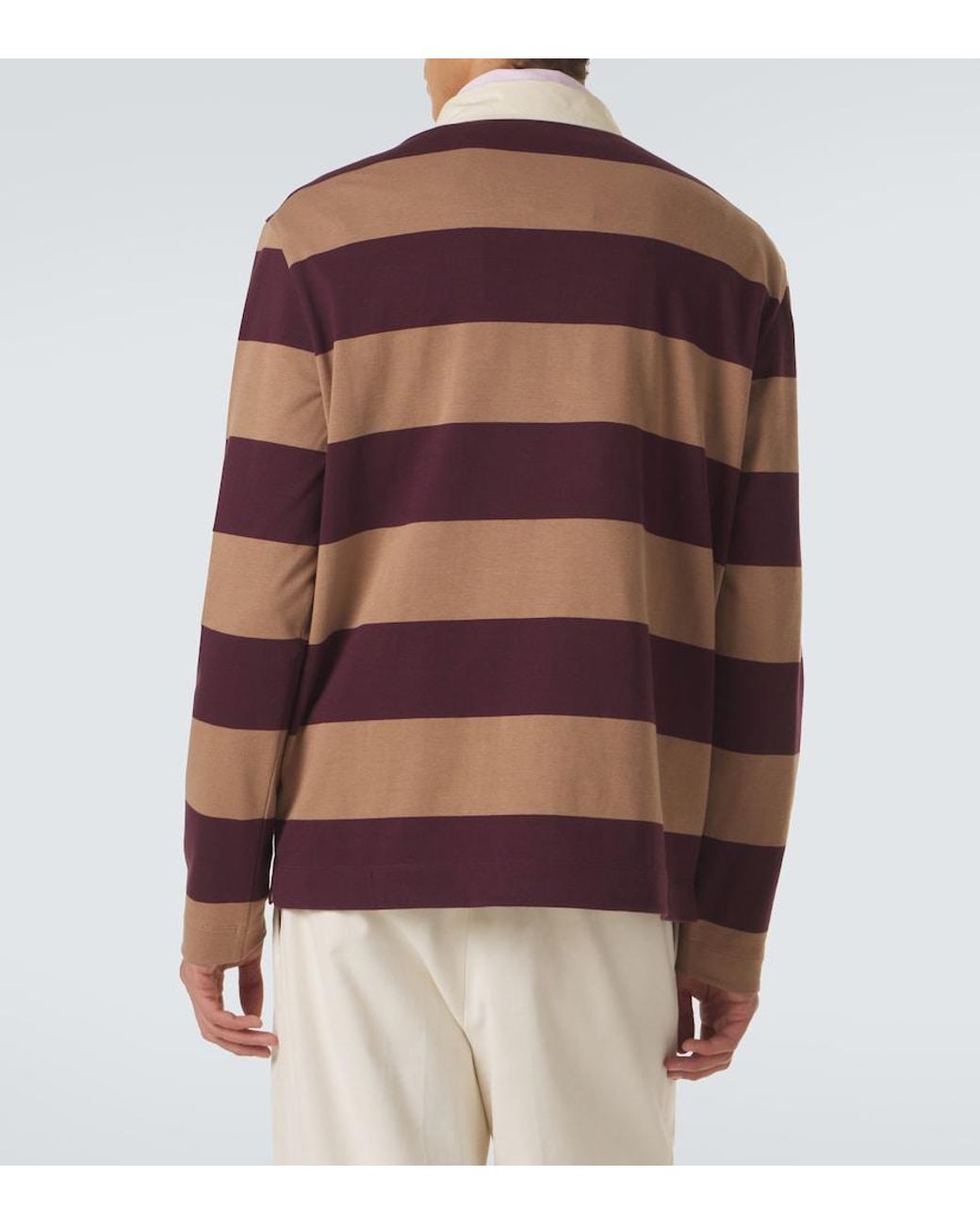 Moncler Multicolor Striped Cotton Pique Polo Shirt for men