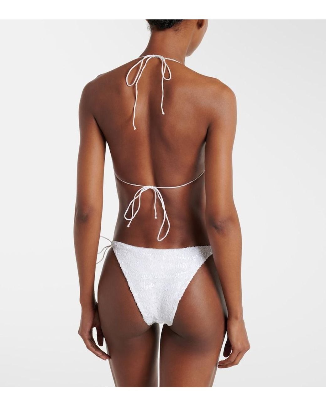 Oseree White Bridal Sequined Bikini