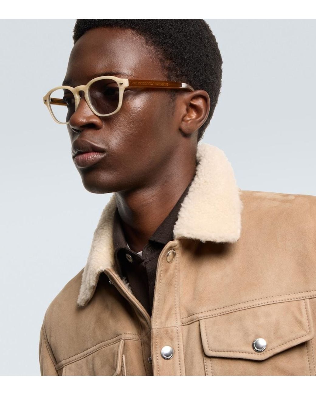 Brunello Cucinelli Natural Round Sunglasses for men