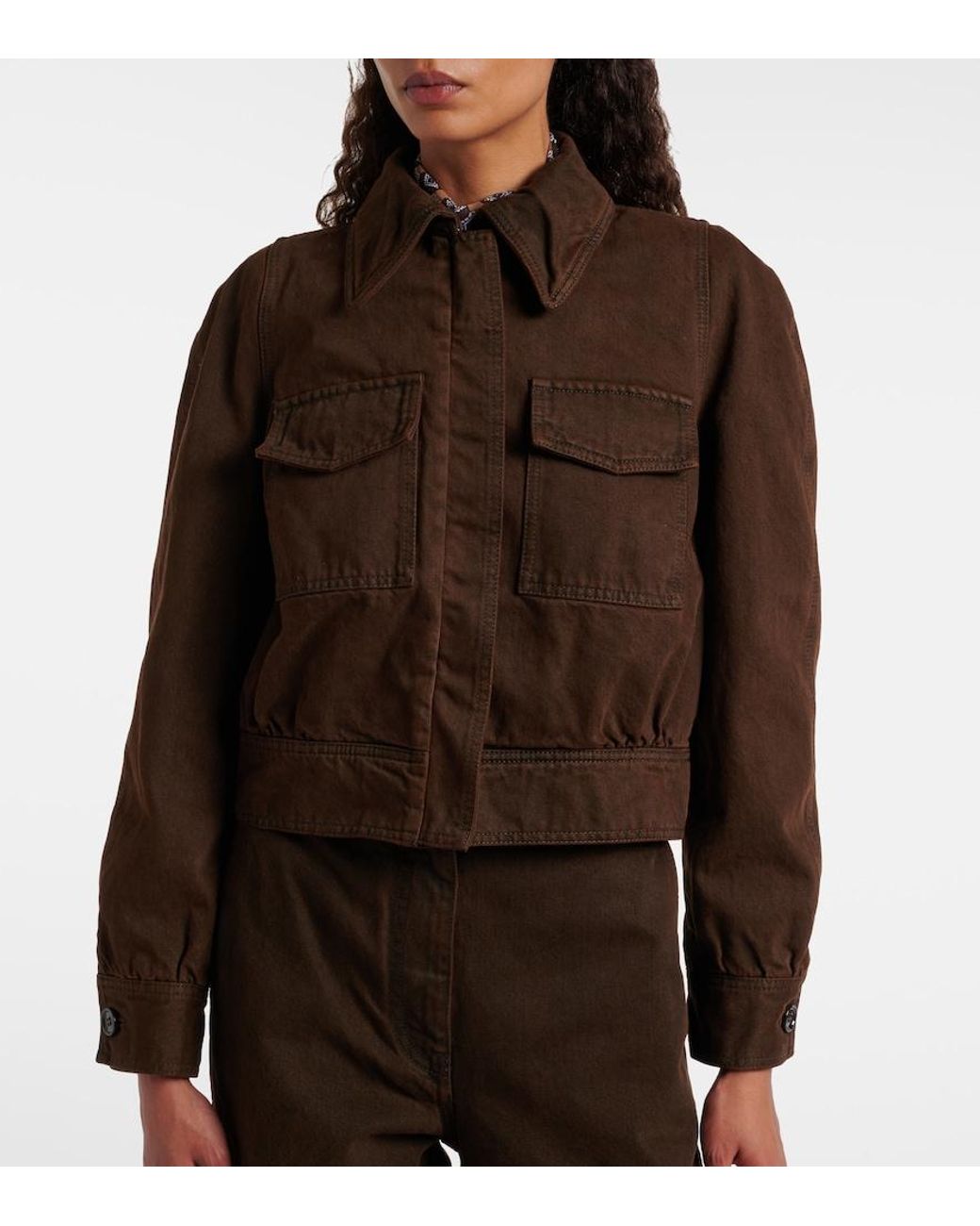 Dries Van Noten Brown Cropped Denim Jacket
