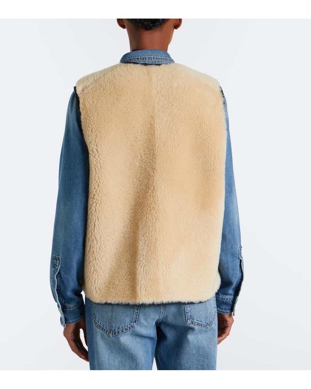 Blazé Milano Natural Gliss Leather-Trimmed Shearling Vest