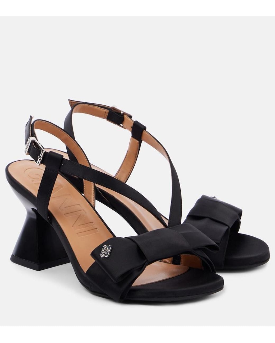 Ganni Black Big Bow High Heeled Sandals