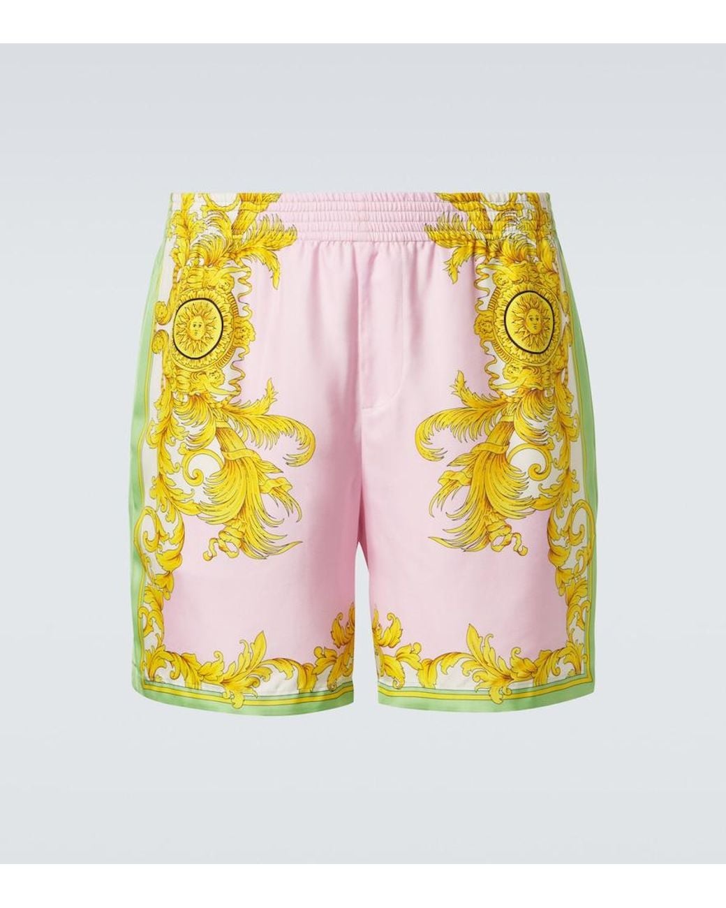 Versace Pink Printed Silk Shorts for men