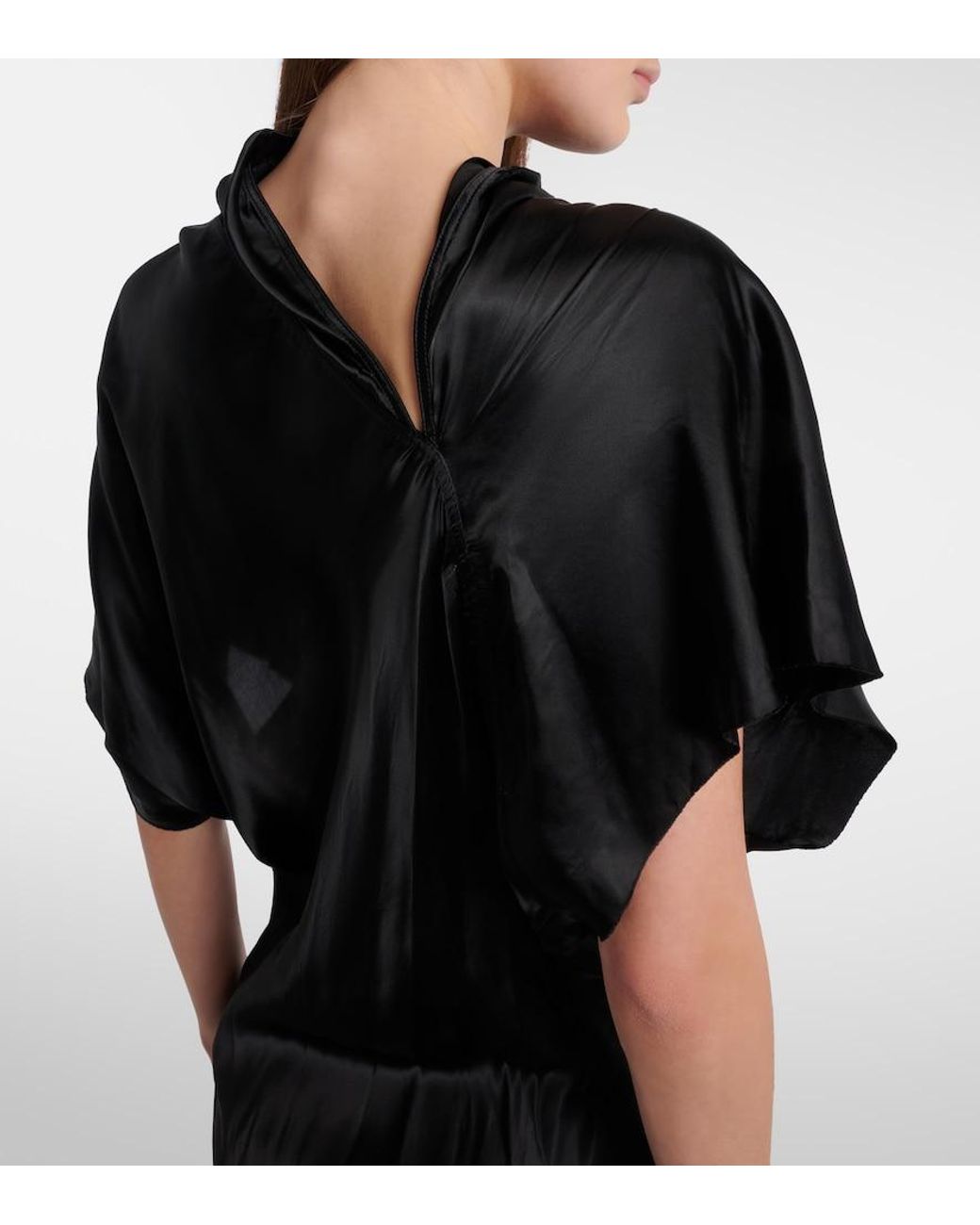 Rick Owens Black Seb Draped Satin Gown