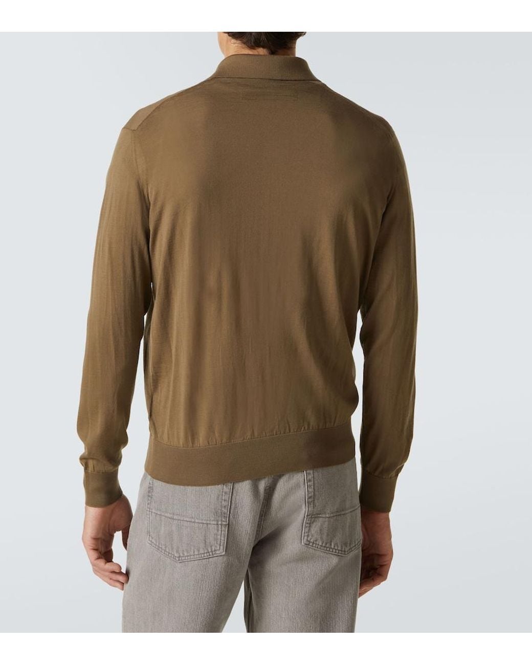 Zegna Green Wool Polo Shirt for men