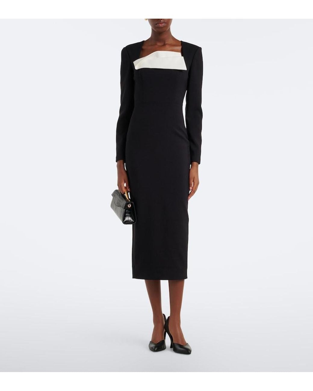 Roland Mouret Black Paneled Crepe Cocktail Dress