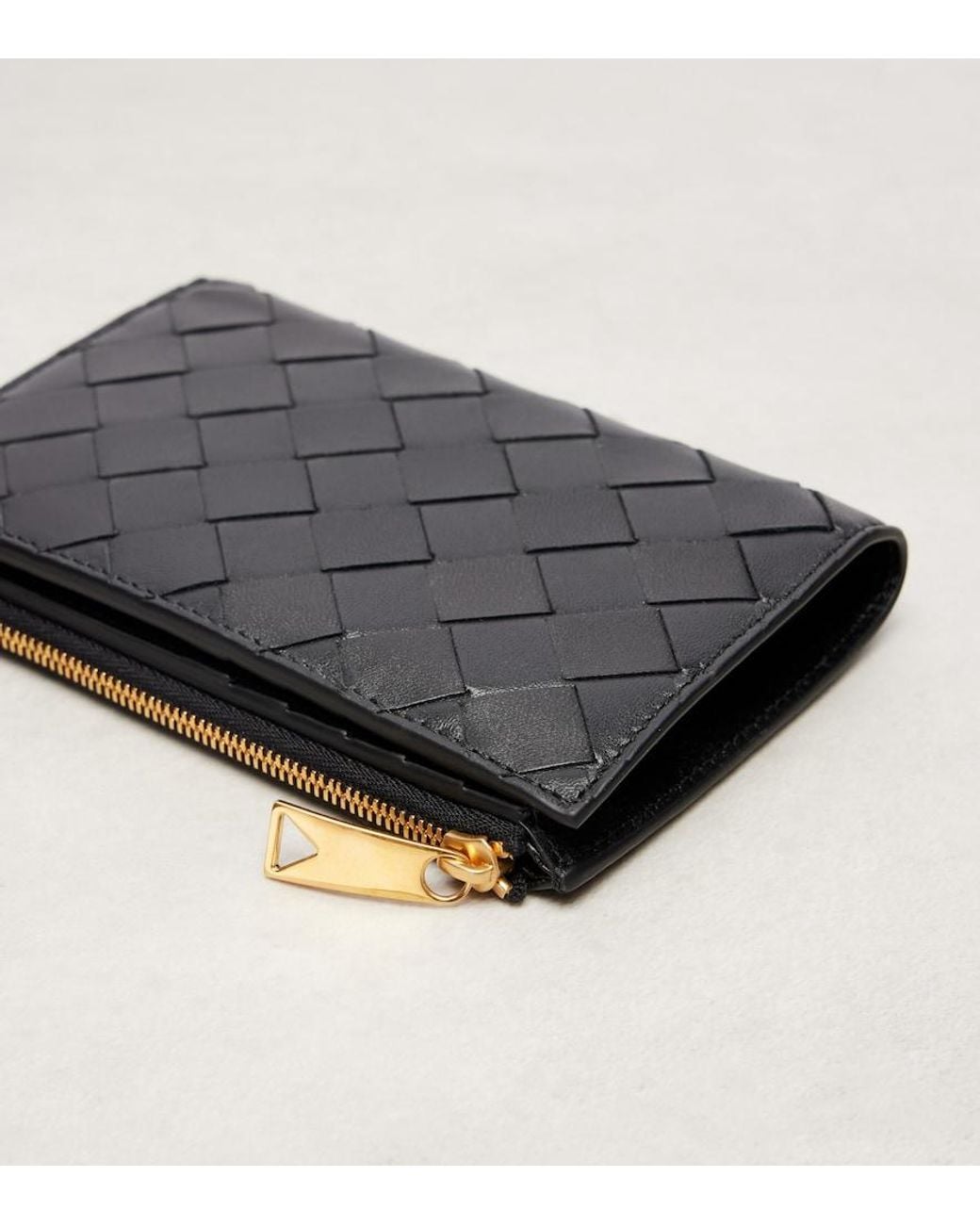 Bottega Veneta Black Intrecciato Medium Leather Wallet