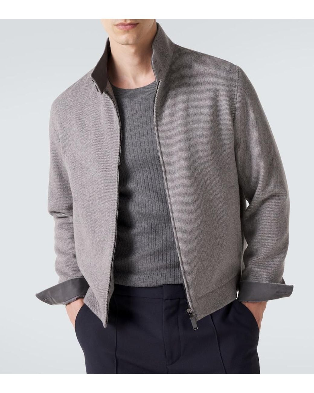 Zegna Gray Wool And Cashmere Jacket for men