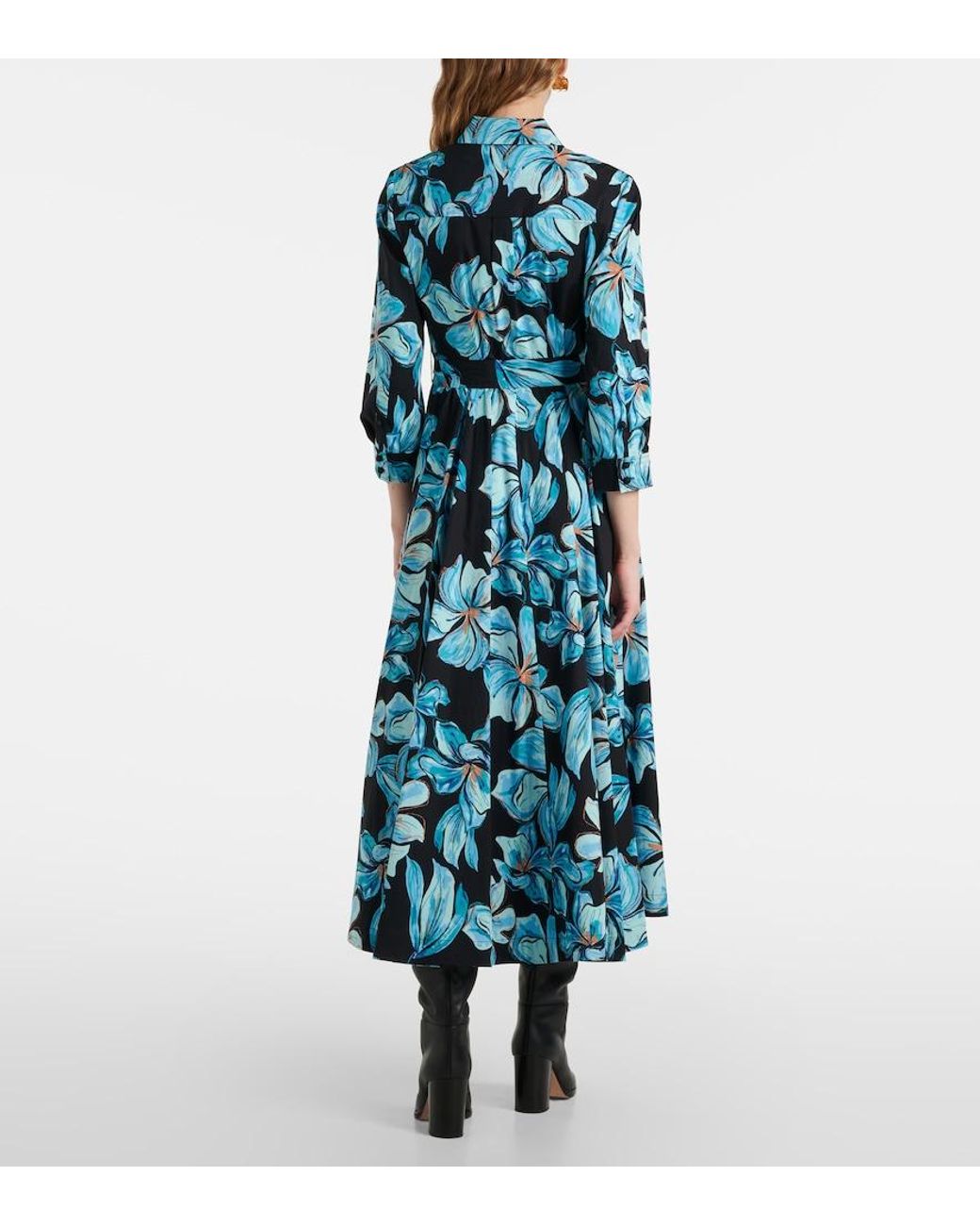 Diane von Furstenberg Blue Blaine Floral Cotton Maxi Dress