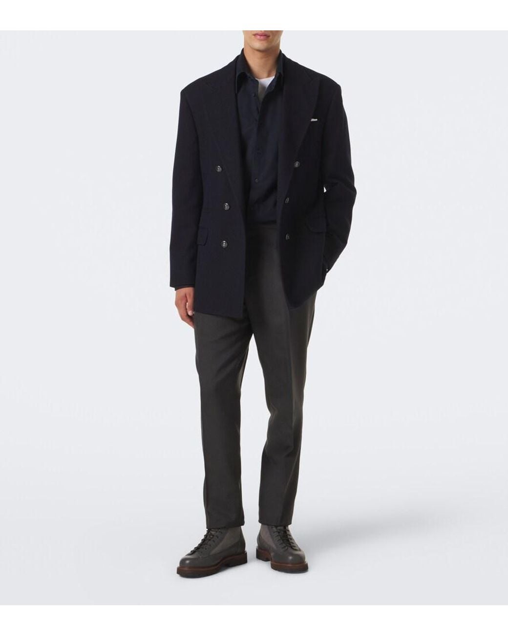 Brunello Cucinelli Blue Cotton Poplin Shirt for men