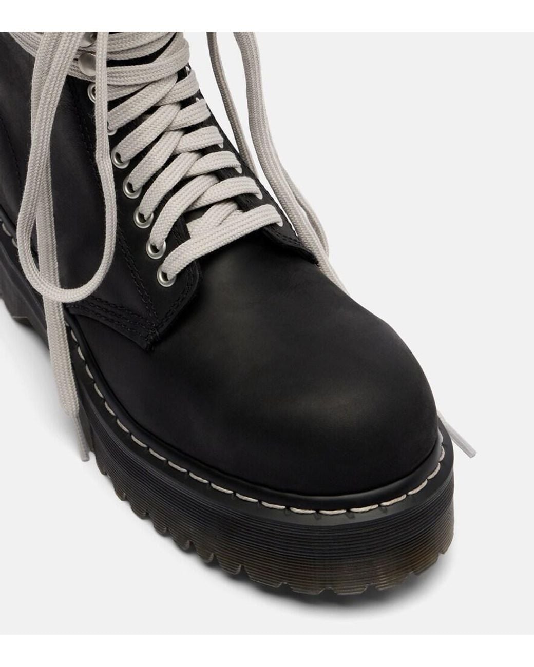 Rick Owens Black X Dr. Martens Drkshdw Quad Platform Leather Boots