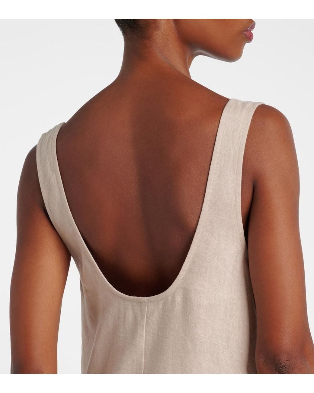 Asceno Natural Capri Linen Maxi Dress
