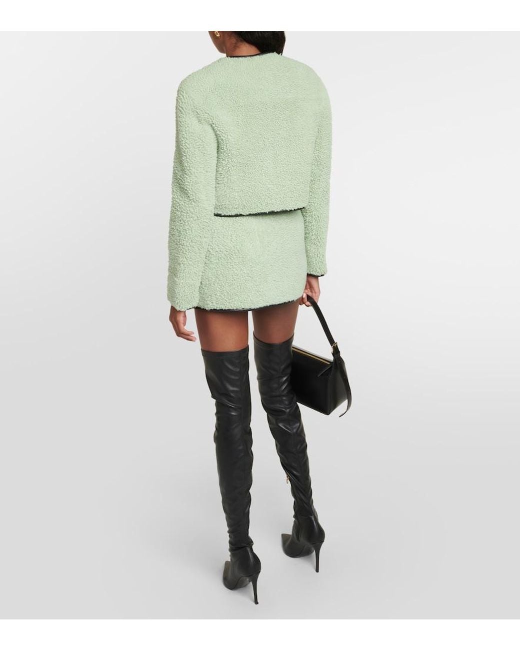 Blancha Green Leather-Trimmed Shearling Jacket