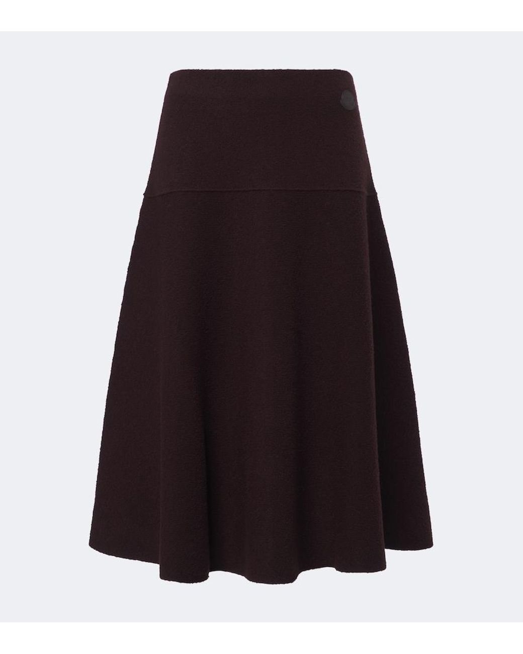 Moncler Purple Knitted Wool-Blend Midi Skirt