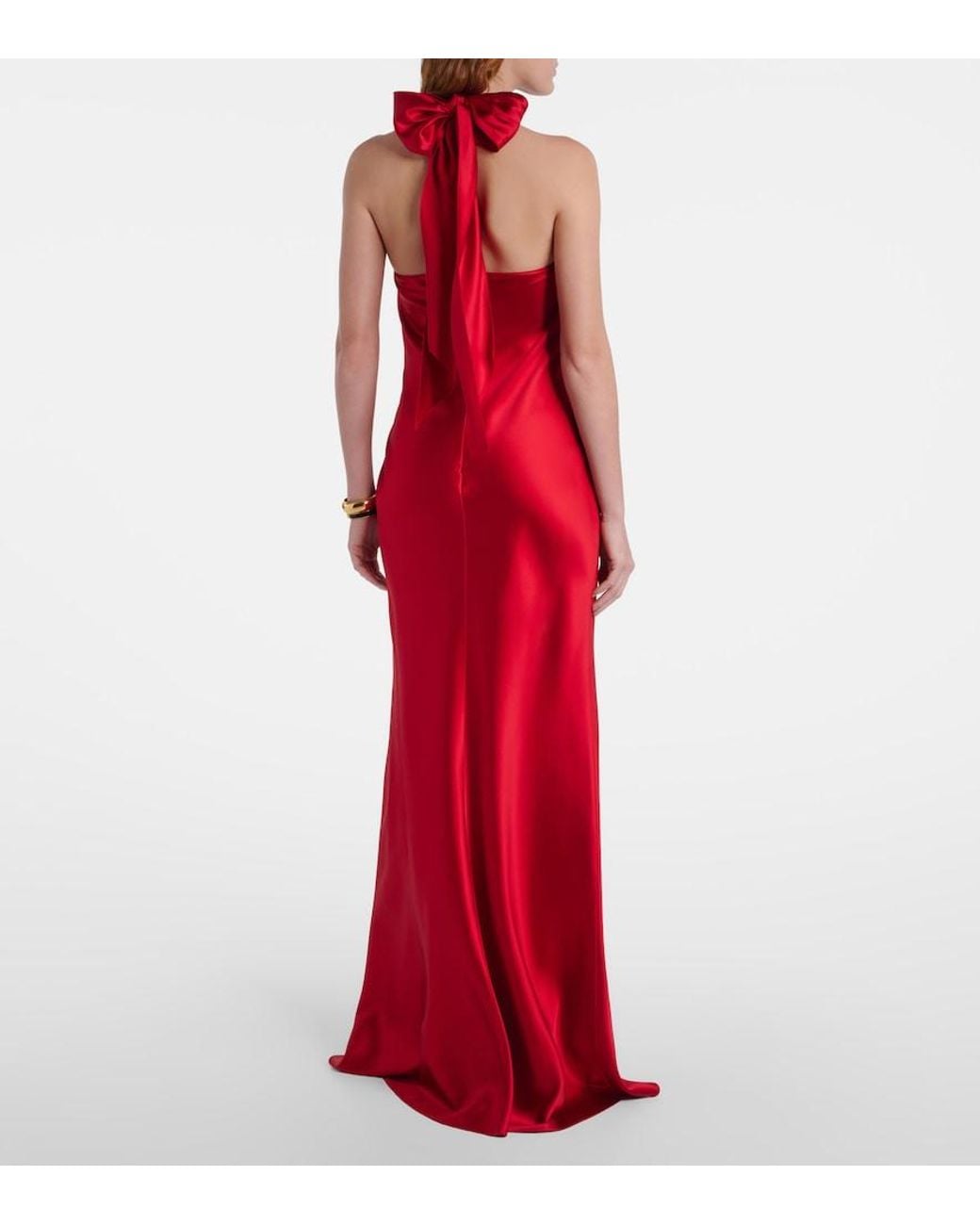 Ralph Lauren Red Halterneck Satin Gown