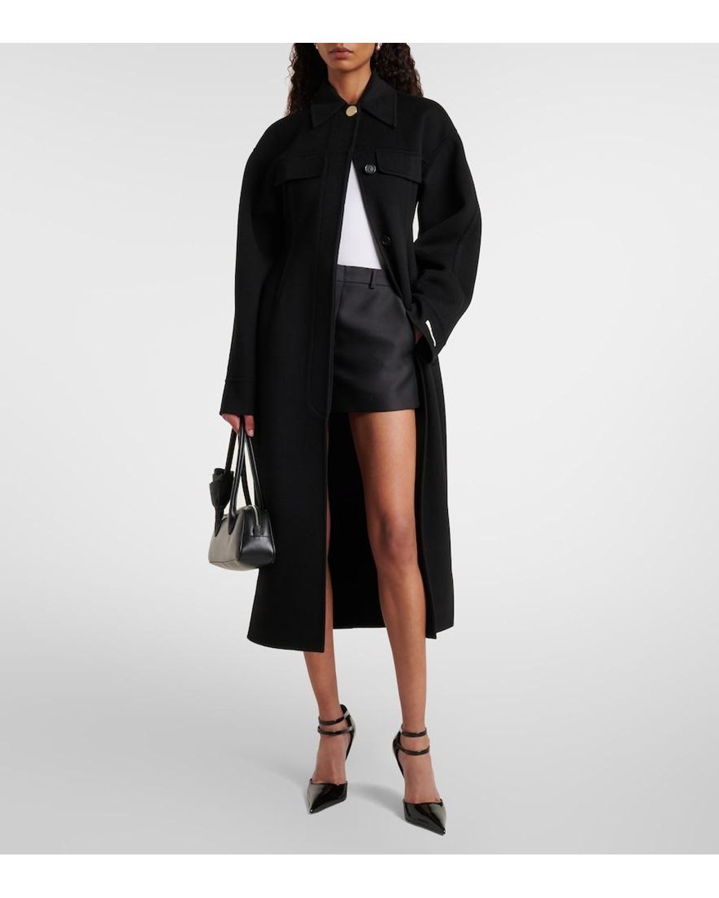 Sportmax Black Olio Virgin Wool Coat