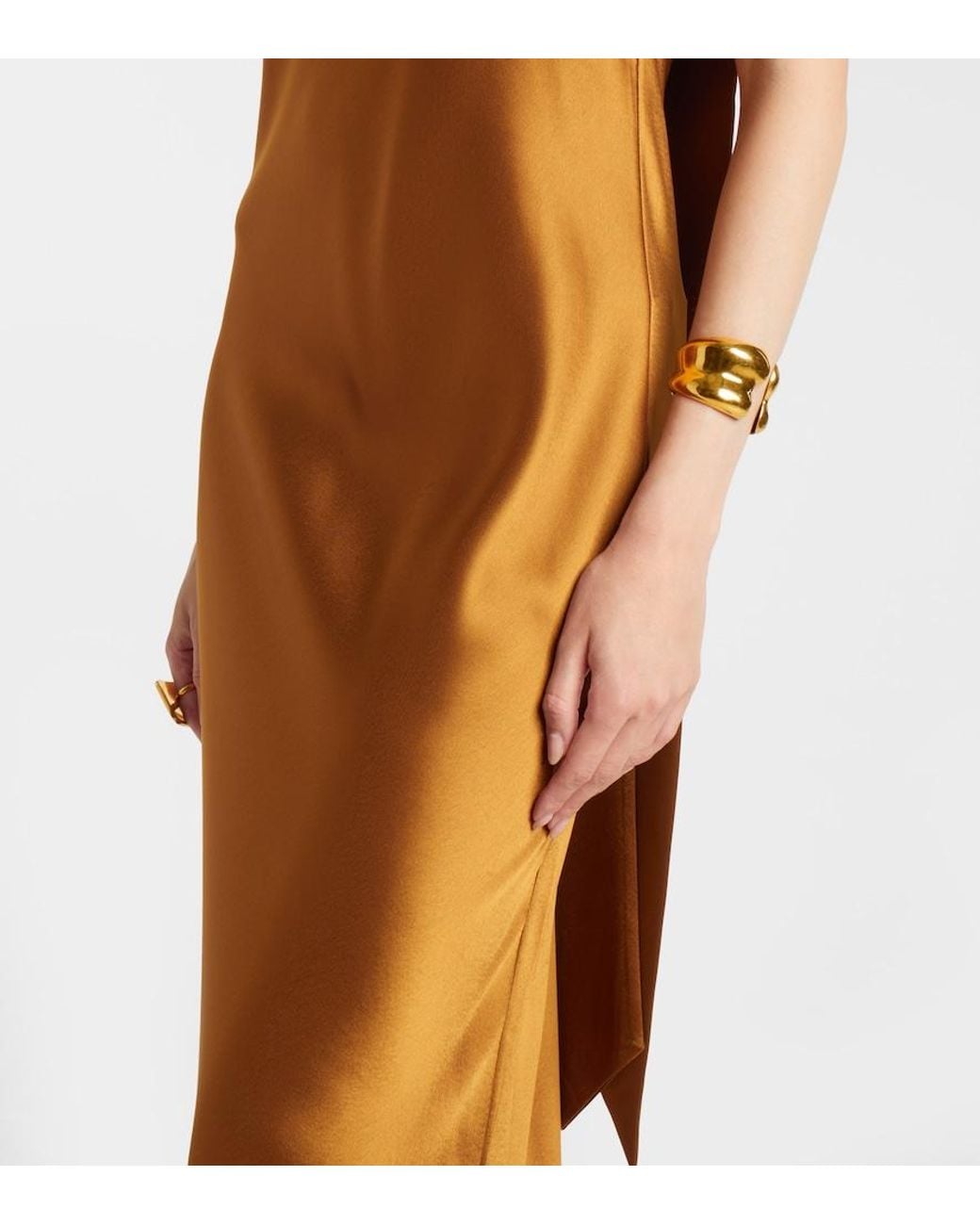 Galvan Brown Sienna Halterneck Satin Gown